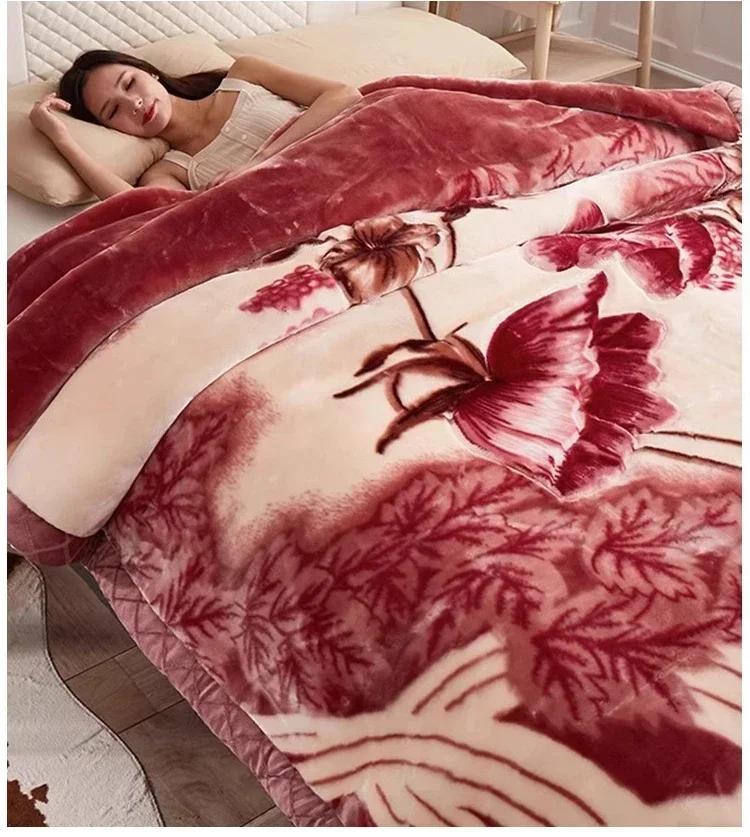Flannel Blanket Double-deck Washable Quilt Siesta Keep Warm Double Person Thick Winter Soft Comfortable Plush Bed Sheet