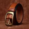 Men's Belt Retro Emboss Personality Beveled Handmade Men's First Layer Cow Leather Belt Men's Leather Pin Buckle Jeans Belt Men's