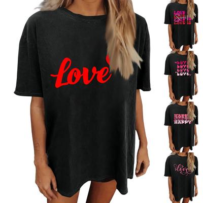 Женский топ с коротким рукавом и принтом «О-образный вырез», классическая футболка унисекс ко Дню святого Валентина