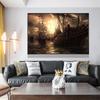 Vintage Pirate Ship Black Sailing Seascape Canvas Painting Posters and Prints Ship Mural Modern Living Room Home Decor No Frame