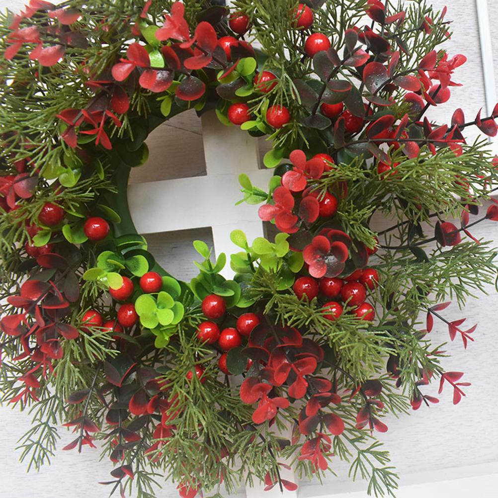 Christmas Wreath Artificial Red Berries Eucalyptus Wreath Christmas Decoration Living Room Wall