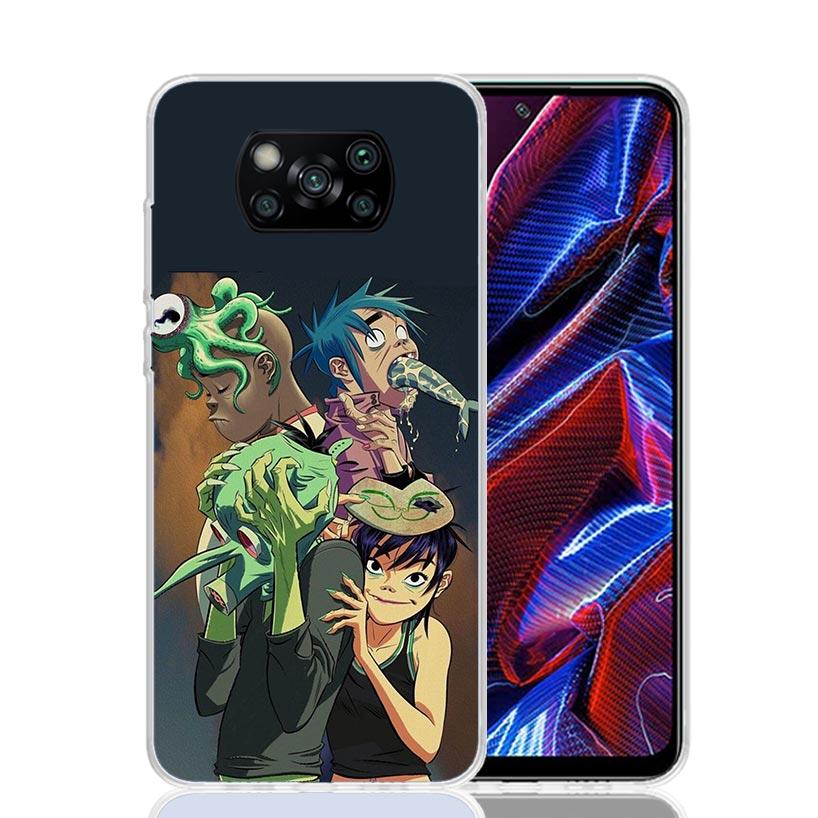 Gorillaz Anime Case Phone Cover for Xiaomi Redmi Note 10 9 9S 8 8T 7 5 Pro Mi 12T 11T 10T 9T 12 11 Lite A3 A2 Trend Fundas Mi 11