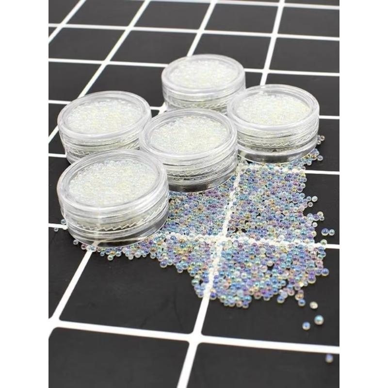3 шт. икорные цветные стеклянные бусины для дизайна ногтей с бриллиантами, прозрачные белые украшения, аксессуары для ногтей