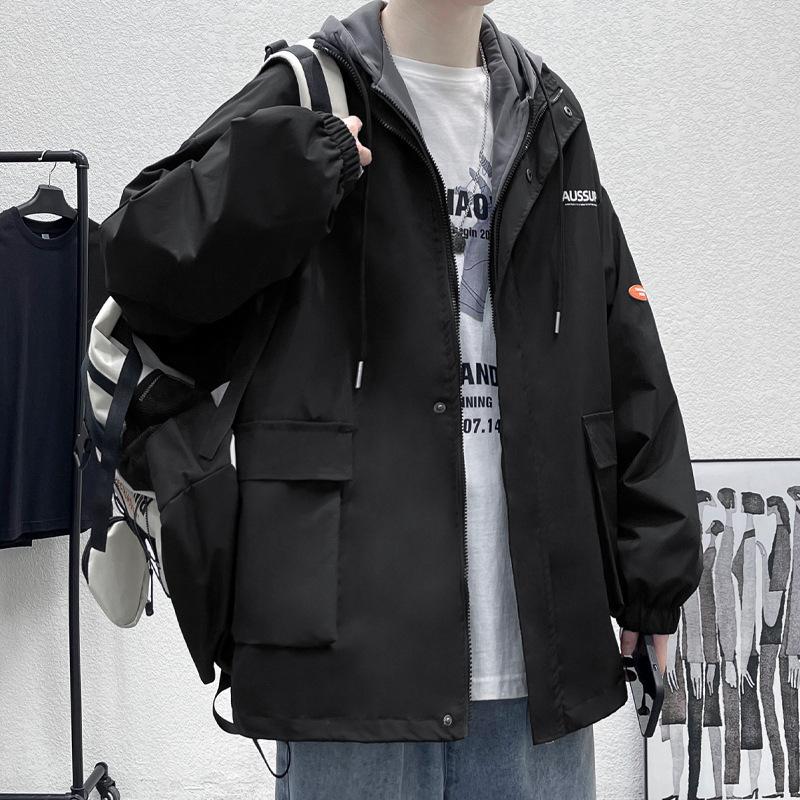 Мужская куртка-обманка из двух частей, красивая универсальная куртка с капюшоном на весну и осень, осенняя куртка, подростковый топ