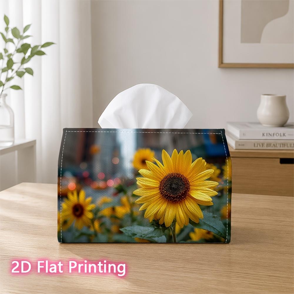 1pc 2d Flat-printed 17.78x10.92x12.95cm Tissue Box Vibrant Sunflowers in Full Bloom Suitable for Home, Office, Vehicle and Party Settings CC608L0491,