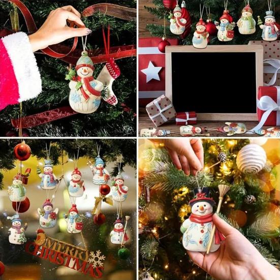 Рождественский набор Деревянный снеговик Рождественское украшение Статуэтка снеговика с веревкой Украшение для рождественской елки Подвеска Декоративные деревянные изделия