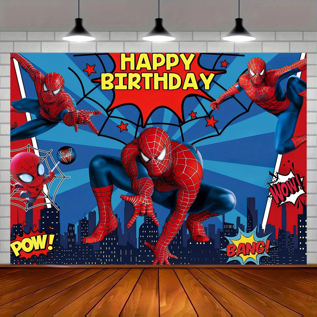 Customizable Spider-Man Iron Man Hulk theme children's birthday party decoration background baby shower layout props room poster