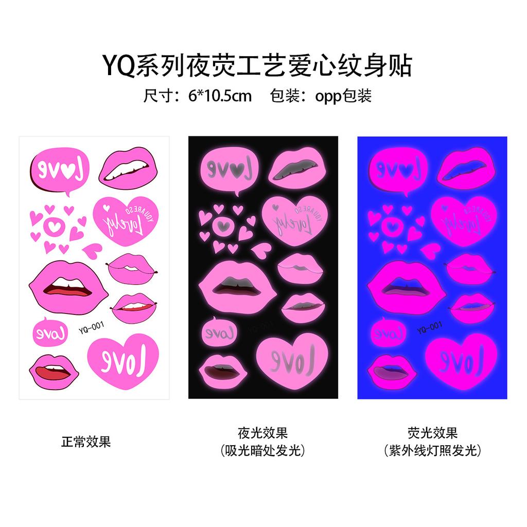 День святого Валентина Светящаяся пудра Татуировка Наклейка Ночной клуб Бар Музыкальный фестиваль Вечеринка Мужская и женская Флуоресцентная Татуировка Наклейка