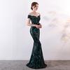 Women's Off Shoulder Sequin Mermaid Long Formal Dresses Party Ball Prom Dress Banquet Evening Gowns