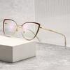 6221 Fashion Cat'S Eye Metal Spring Leg Flat Glasses 2025 New Personalized Anti-Blue Light Plain And Thin Glasses