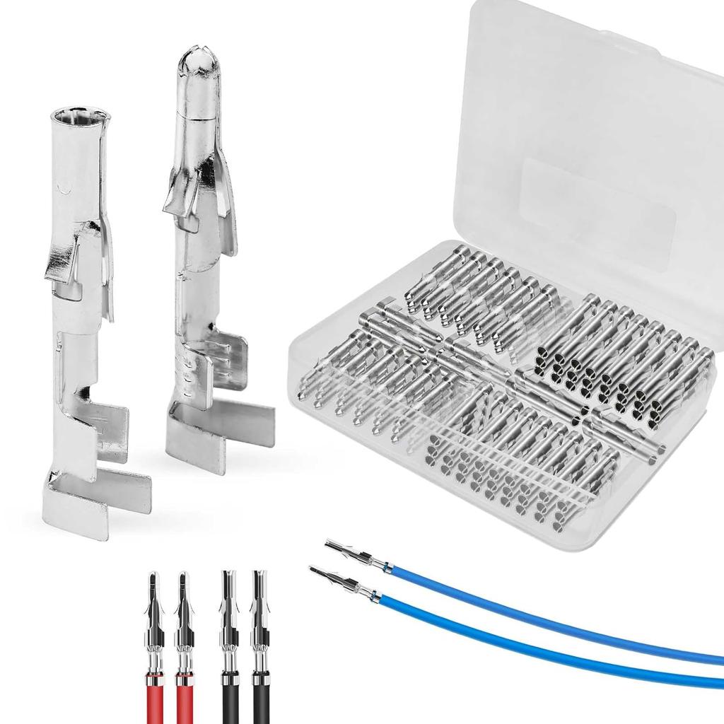 JRready 50 Pairs 2.36mm (Standard.093) Pin and Sockets 14-20 AWG, Compatible with Molex Standard.093 1189 1190 Series Male& Female Crimp Terminals,