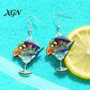 Fun Halloween Costume Jewelry 1 Pair Cute Acrylic Parrot Earrings, Tropical Animal Dangle Double Sided Full Color Earrings for Women, Summer
