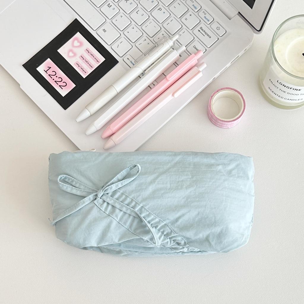 1 Piece Sweet Fashion Pencil Case for Student Cute Korean Bow Pencil Pouch Large Capacity Stationery Storage Bag School Supplies