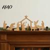 Small Wooden Religious Collectibles 13Pcs Christmas Nativity Scene Set, Mini Holy Family Figurines, Meaningful Gift for Tabletop Manger Decorations