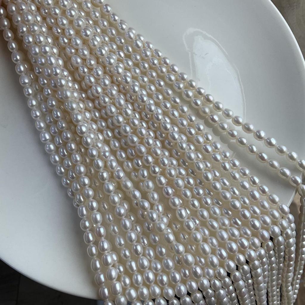 Ожерелье из пресноводного жемчуга 5-6 мм: Гладкий, Яркий, Тонкий Блеск, Незначительные Дефекты - Идеально подходит для изготовления украшений своими руками.