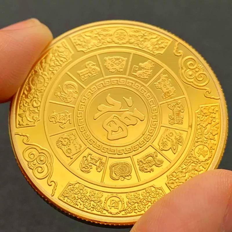 Chinese Koi Fish Colorful Fortune Gold Plated Commemorative Medal, Lucky Gold Coin, Commemorative Coin, Tooth Fairy Play Coin