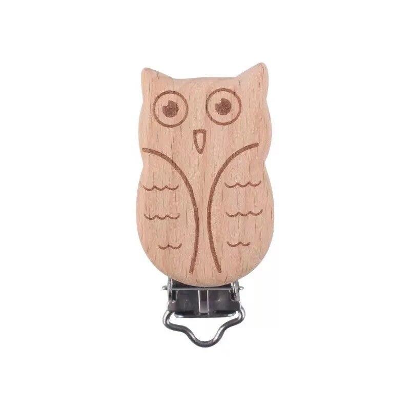 5pcs Wooden Fox Sika Deer Crown Pacifier Clip Nursing Accessories Beech DIY Bracelet Jewelry Making Handmade Accessories