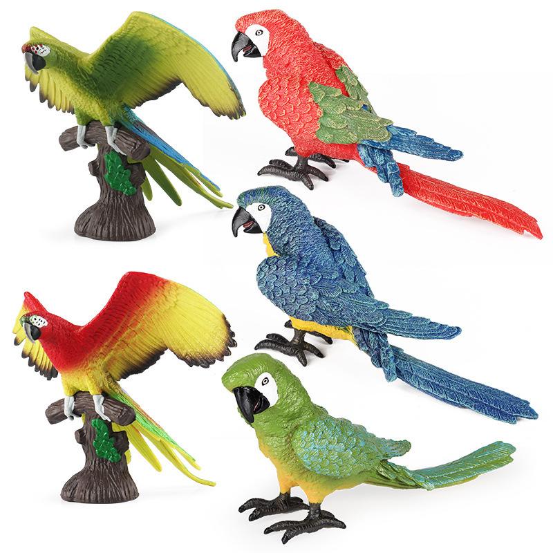 Wild Animal Simulation: Flying Parrot & Peacock Model Toy Ornament for Kids