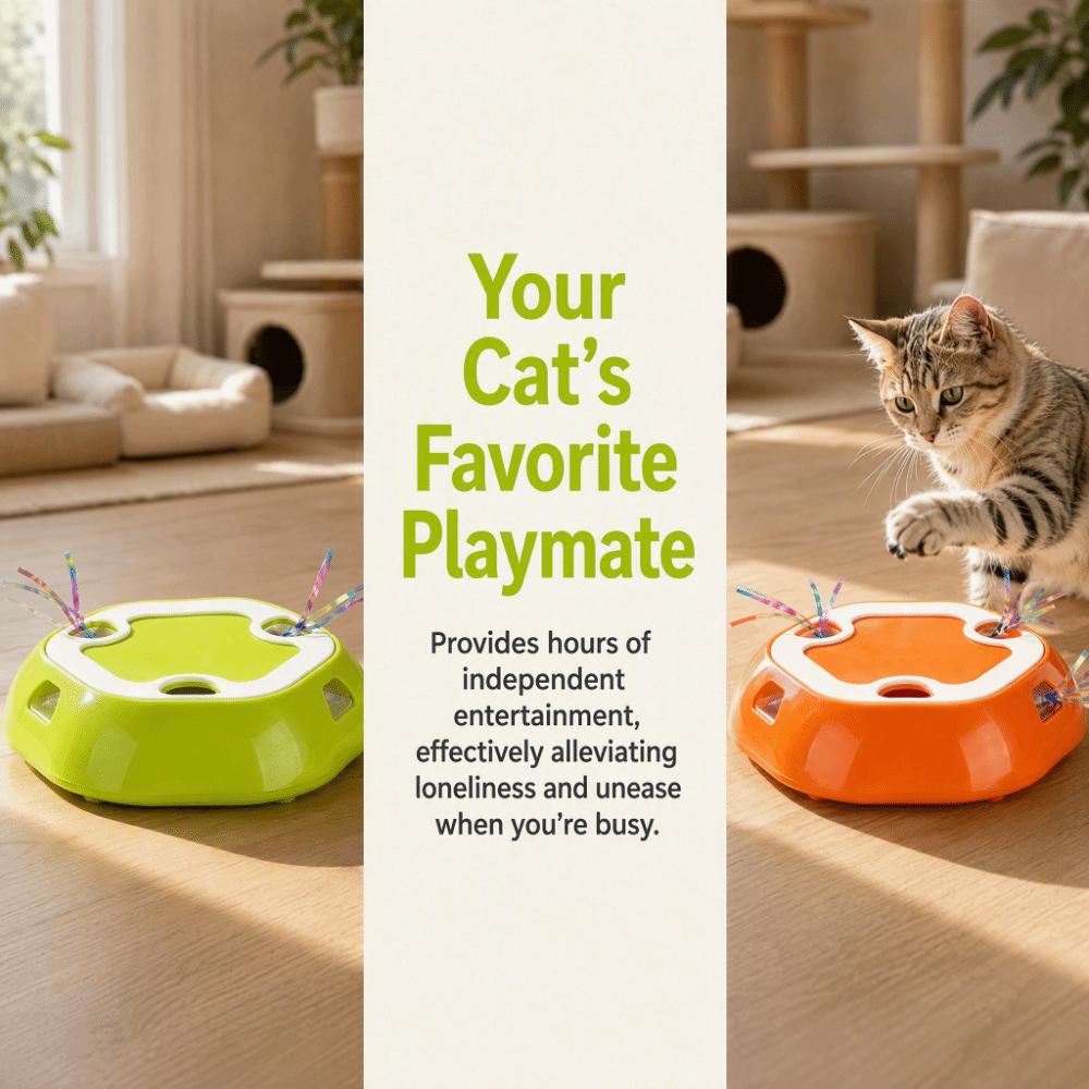 Random Pop-Up Design Automatic Cat Toy Anti-Tip Stable Base Interactive Cat Toy For Cats