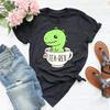 Cute Tea-Rex T-Shirt Women Funny Cartoon Dinosaur T Shirt Female Cotton Short Sleeve Kawaii Clothes Dino Tea Graphic Tee Shirt