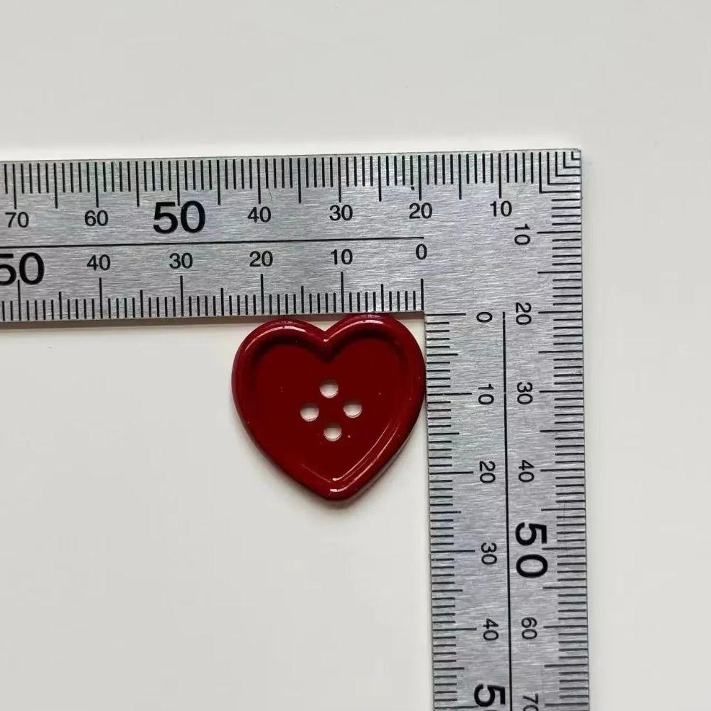 New Wine Red Heart Buttons Cute Love Shape Garment Ornaments Resin Plaid Doll Accessory