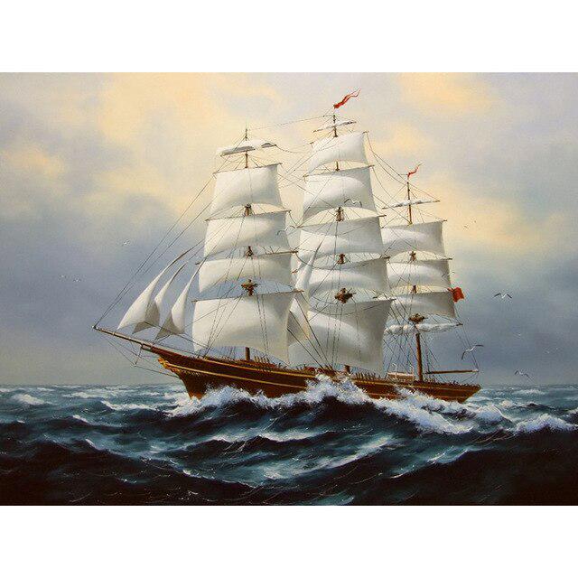 Алмазная мозаика корабль