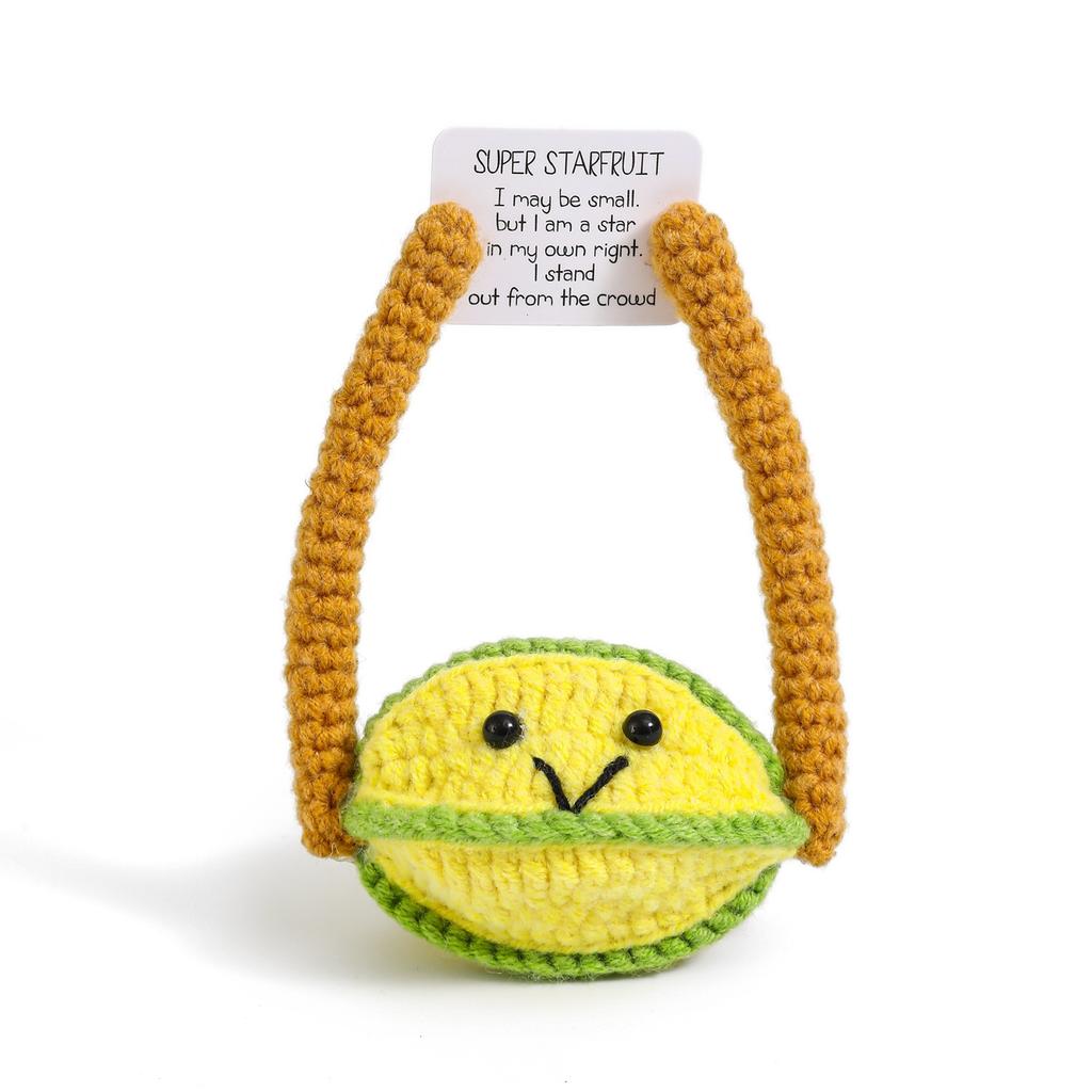 Positive Crochet Potato Doll with Card Handmade Knitted Emotional Support Hug Pocket Cucumber Ornament Room Decor Christmas Gift
