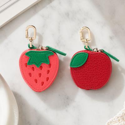 Кошелек для мелочи из искусственной кожи, Мини-кошелек с фруктовым узором, Портативный чехол-мешочек для наушников, Брелок-подвеска для сумки, Подарочный аксессуар
