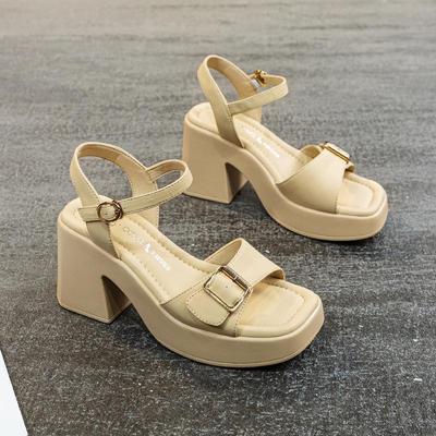 Женщины-интернет-знаменитости толстый каблук водонепроницаемая платформа супер высокий каблук туфли на высоком каблуке корейская версия толстая подошва крутые тапочки уличные сандалии 2024 новые модели