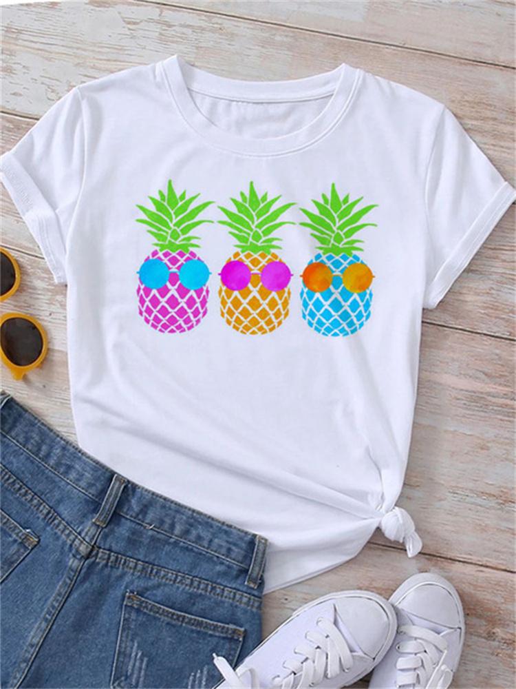 Maycaur Новая летняя забавная женская футболка с принтом арбуза и фруктов Harajuku Белые футболки с рисунком повседневные женские топы женская одежда