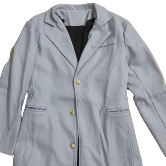 Men Woolen Coat Lapel Long Sleeve Mid-length Overcoat Solid Color Single Breasted Long Outwear with Side Pockets