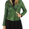 Womens Green Leather Jacket | Stylish Biker Genuine Leather Jacket | Handmade Winter Leather Jacket | Celebrity Jacket Special Fr Her