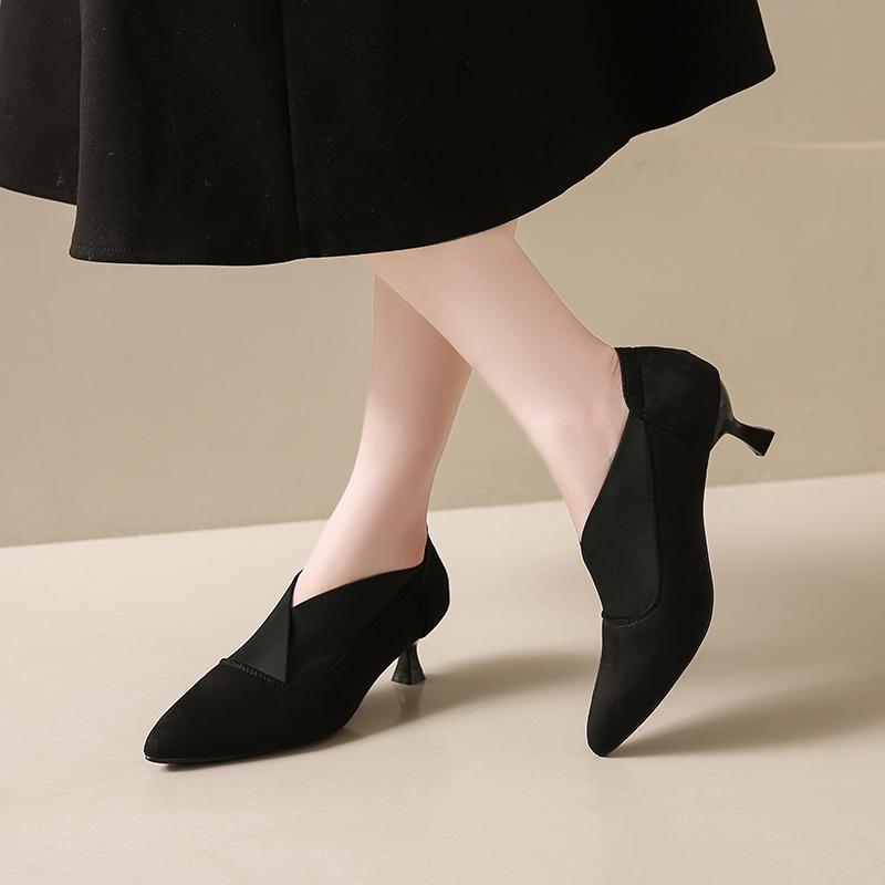 Замшевые туфли-лодочки с острым носком, женские туфли на среднем каблуке, женская обувь, тренд 2025, осенний дизайнерский бренд, элегантные, сексуальные женские туфли