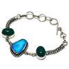 Blue Solar Quartz Green Onyx Gemstone 925 Silver Plated Bracelet 6-8"