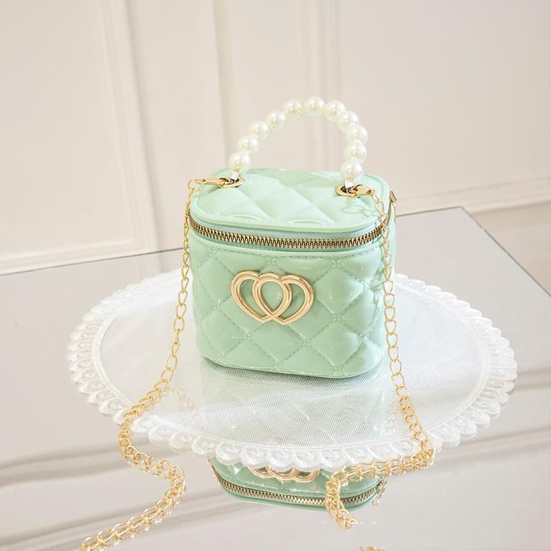 Мини-желе-гелевый кошелек для женщин, сумка через плечо с жемчужной ручкой, золотая цепочка, сумки-ведро ярких цветов