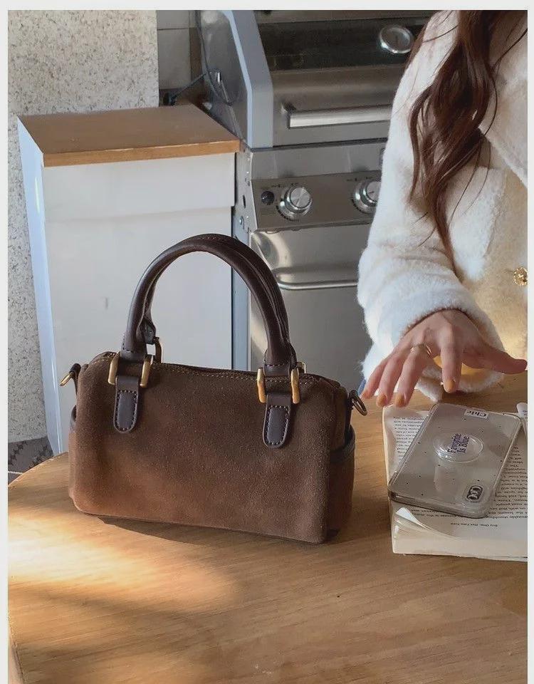 Сумка-подушка Boston из замши в стиле ретро осень/зима: Универсальная сумка через плечо на одно плечо