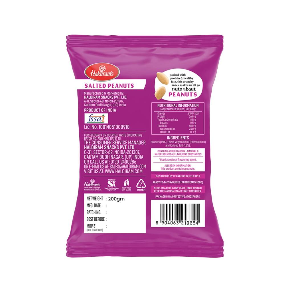 Арахис соленый (200 г), Salted Peanuts, Haldiram's
