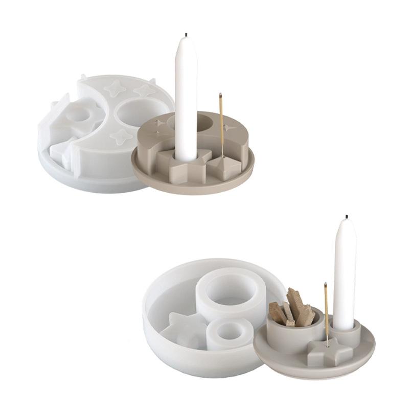 1 шт. Многоразовый подсвечник в виде луны и звезд, Луна и звезды из смолы/гипса, Сделай сам, Подставка для соевого воска/мыла/благовоний