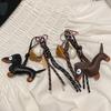Bag Charm 1PC Mens And Womens Pendants Vintage Brown Autumn And Winter Leather Sausage Dog For Mobile Phone Bags