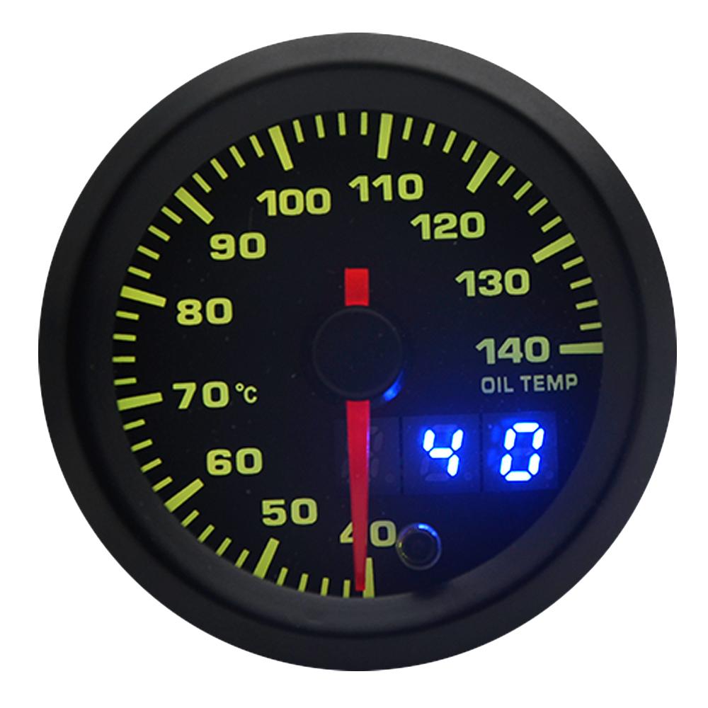 2" 52mm 7 Colors LED Car Oil Temp Gauge 40-140 Celsius Oil Temperature Analog/Digital Dual Display Car Meter With Sensor