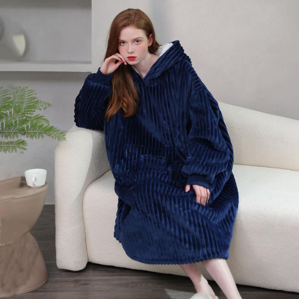 Женский фланелевой халат с капюшоном, мягкая одежда для сна, передний карман, однотонная теплая ночная рубашка с капюшоном, зимняя домашняя одежда, халаты, ночные рубашки