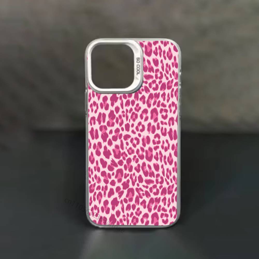 Розовый леопардовый и тигровый крутой чехол для телефона для iPhone 17,16,15,14,13,12,11,Pro,Max,Plus,Mini,X,XS,XR,8,S,SE Мягкий черный чехол