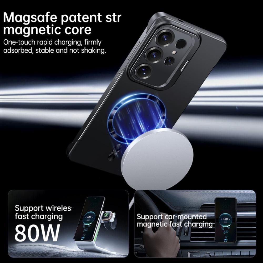 For Samsung S25 S25+S25E  S25Ultra Magnetic wireless charging phone case Bracket frameless Mobile cover  Shockproof Bumper Funda