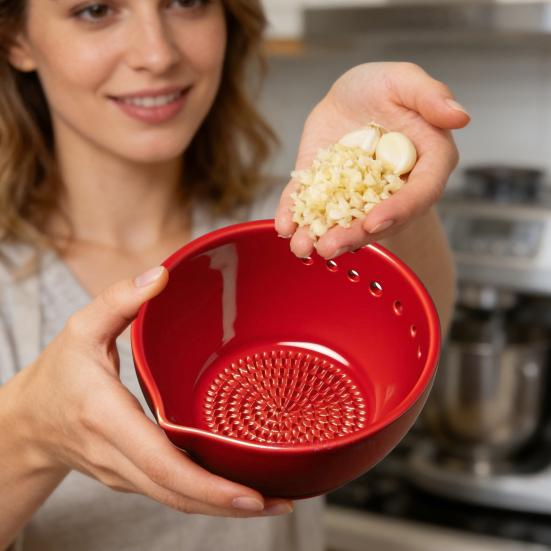 Терка для чеснока, стриппер для трав, миска 2-в-1, многофункциональный инструмент для очистки чеснока, имбиря, сыра, трав, кухонные инструменты для подготовки с встроенной теркой