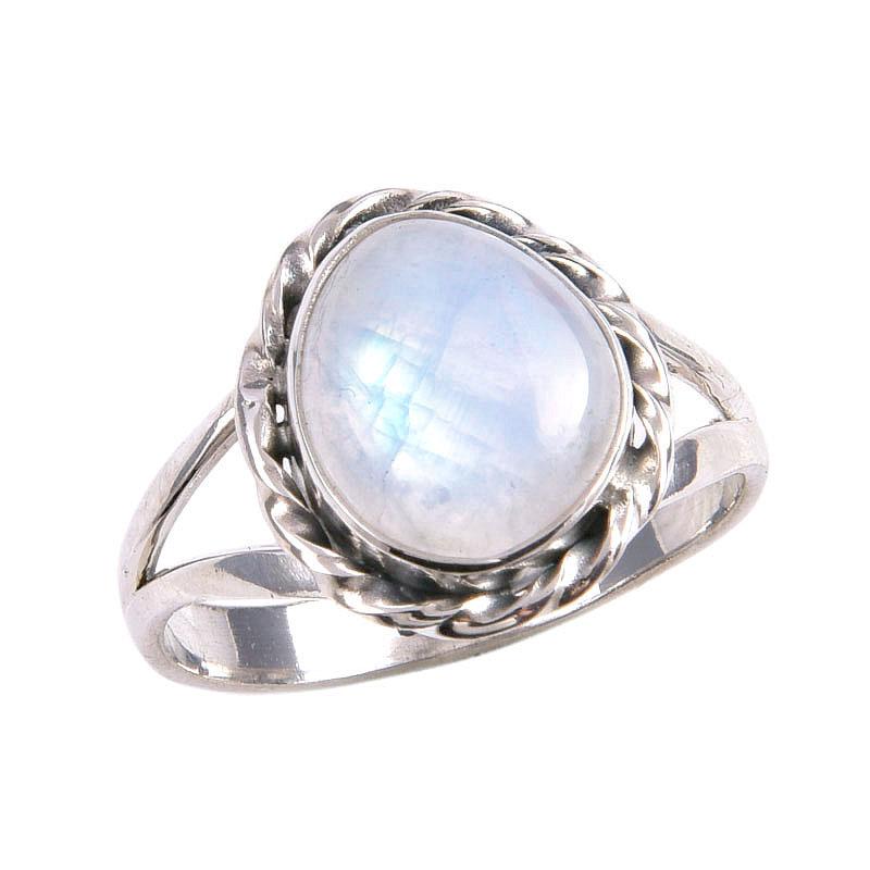 Natural Rainbow Moonstone Gemstone Handmade 925 Solid Silver Gift Ring S.9 m9G02