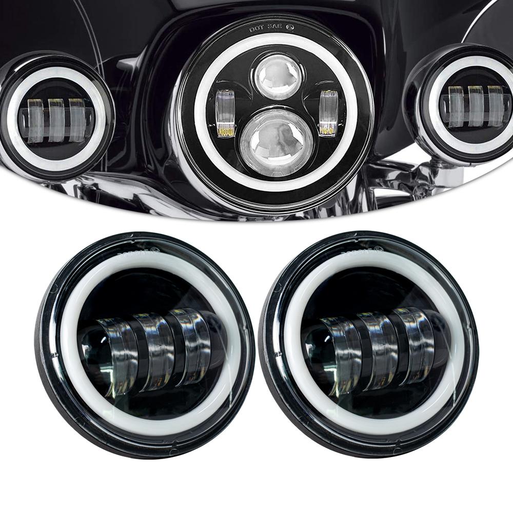 Motorcycle 2pcs 4.5 Inch Led Fog Light DRL Led Fog Halo Ring 30W Round Waterproof 4 1/2 Auxiliary Passing Lamp