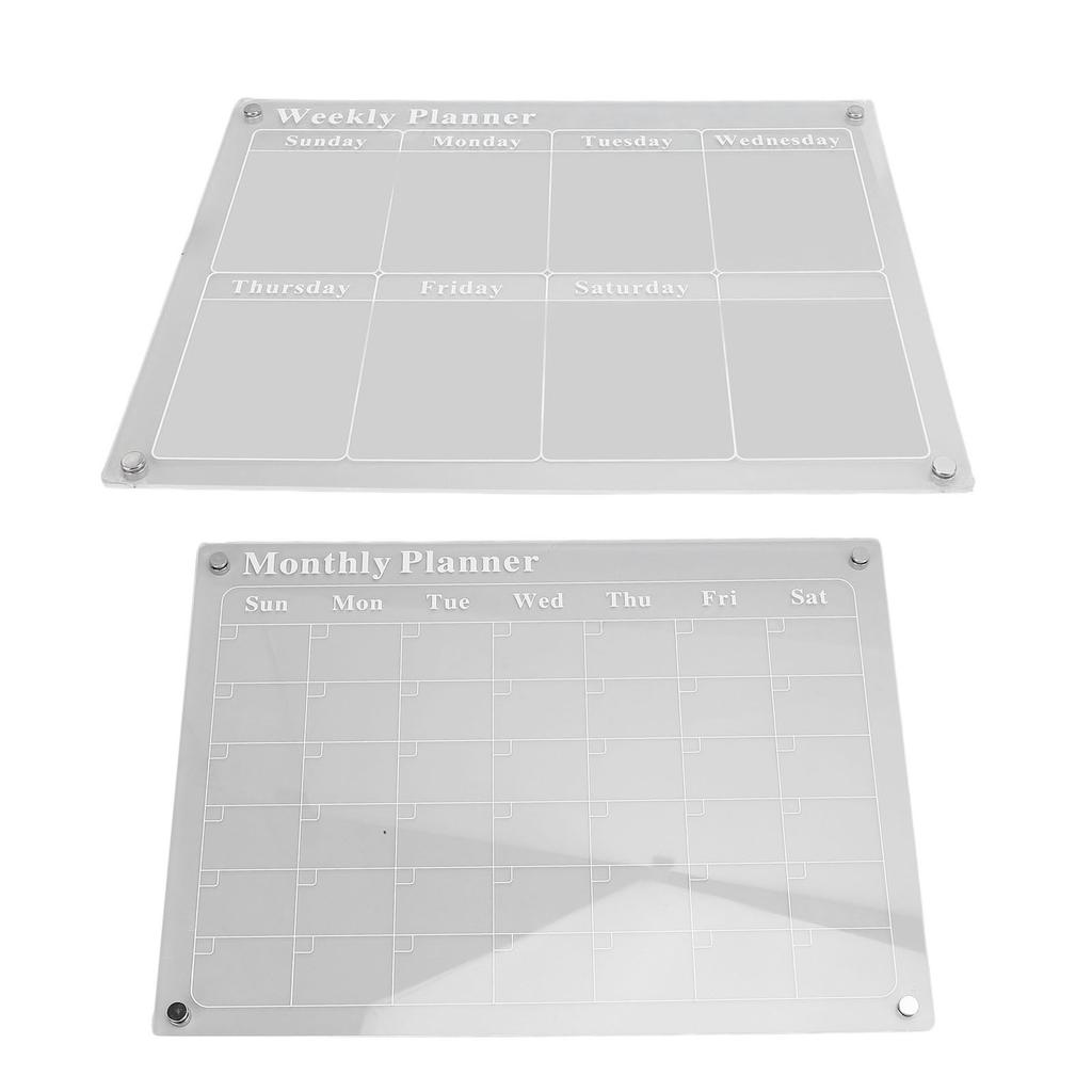 Monthly and Weekly Planning Board Set Clear Acrylic Dry Erase Board Schedule List Planner Calendar with 3 Color Pens