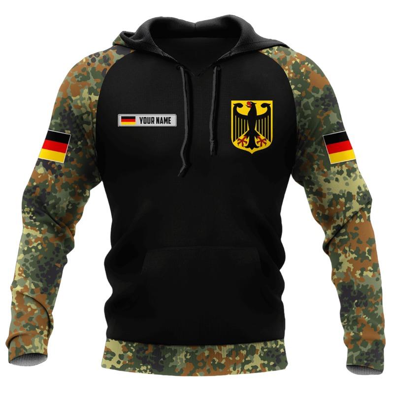 Немецкий камуфляж 3D печатный капюшон с бесплатным индивидуальным именем мужской пуловер осенняя мода свитшот с рисунком флага свободные топы