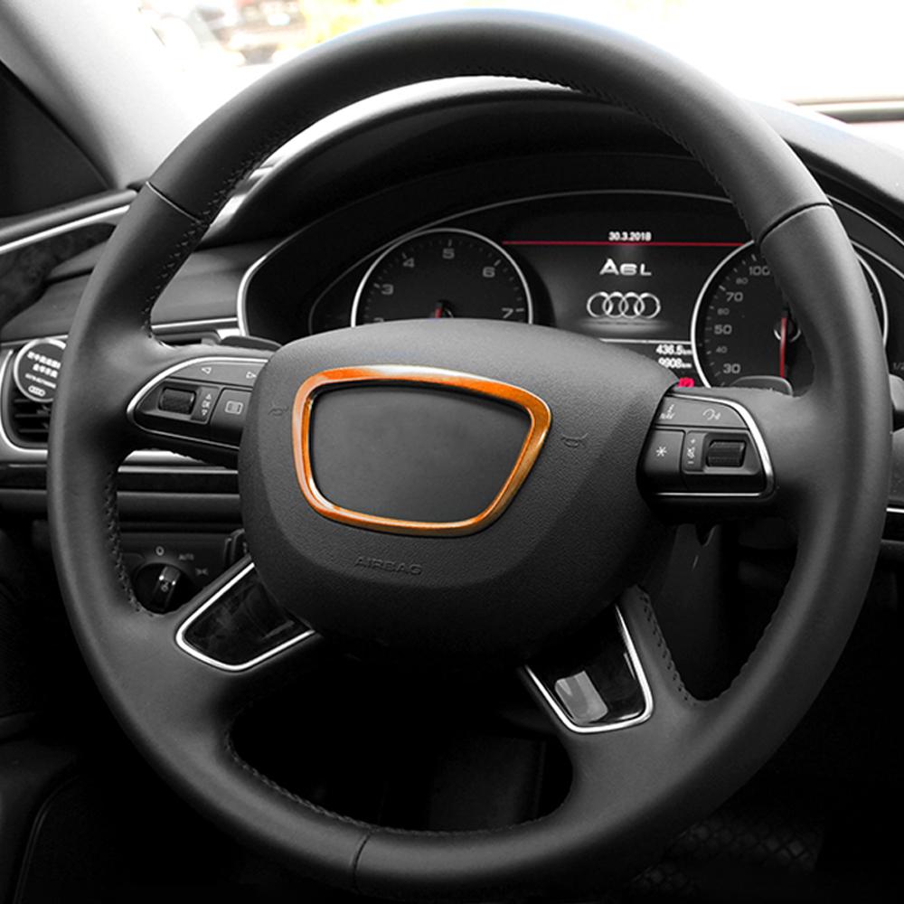 Рамка логотипа рулевого колеса автомобиля для A3 A4L A6L A8 Q3 Q5 Q7, эмблема рулевого колеса, значок, отделка, декоративное кольцо, наклейка, металл, 3D-стиль автомобиля