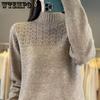 Autumn and Winter Loose Knitted Sweater Pullover Sweater for Women Semi High Neck Sweater for Women